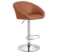 CLP Sgabello Imbottito Lounge Miami In Similpelle I Sgabello Poltroncina Con Schienale Girevole E Regolabile 62-82 CM, Colore:marrone chiaro