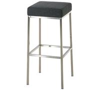 CLP - Sgabello in acciaio inox MONTREAL B85 con fodera in stoffa, con 4 gambe, fino a 7colori a scelta, altezza della seduta 80 cm grigio scuro Telaio