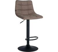 CLP Sgabello Jerry in tessuto I Sgabello regolabile in altezza I Sedia girevole a 360° con schienale per cucina e salotto, Colore:tortora, Colore del telaio:nero