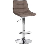 CLP Sgabello Jerry in tessuto I Sgabello regolabile in altezza I Sedia girevole a 360° con schienale per cucina e salotto, Colore:tortora, Colore del telaio:cromo
