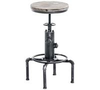 CLP Sgabello Lumos in Metallo E Legno I Forma A Idrante Design Industriale | Sgabello Robusto Altezza Regolabile 59-75CM I Sgabello Bar, Colore:Antico Argento