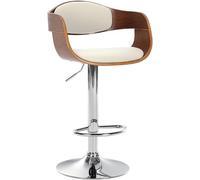 CLP Sgabello rétro Kingston con Braccioli I Sgabello Bar Girevole in Similpelle E Legno I Sgabello Alto Regolabile 63-77 CM, Colore:Noce/Bianco