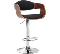 CLP Sgabello Rétro Con Braccioli I Sgabello Bar Girevole In Similpelle E Legno I Sgabello Alto Regolabile 63-77 CM, Colore:noce/nero