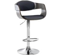 CLP Sgabello rétro Kingston con Braccioli I Sgabello Bar Girevole in Similpelle E Legno I Sgabello Alto Regolabile 63-77 CM, Colore:Nero/Grigio