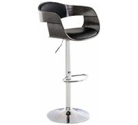 CLP Sgabello Rétro Kingston Con Braccioli I Sgabello Bar Girevole In Similpelle E Legno I Sgabello Alto Regolabile 63-77 CM, Colore:nero/grigio