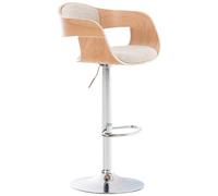 CLP Sgabello Alto Rétro Kingston Con Braccioli I Sgabello Bar Girevole In Stoffa E Legno Regolabile 63-77 CM, Colore:natura/crema