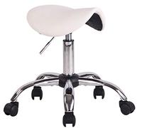 CLP Sgabello Sella da Lavoro Augsburg in Similpelle I Sedia Sgabello Parrucchiere con Ruote I Sgabello Ergonomico Studio Tatoo, Colore:Bianco