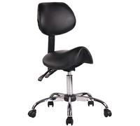 CLP Sgabello Sella da Lavoro Stuttgart in Similpelle I Sedia Studio Ergonomica Schienale Inclinabile I Sedia Ambulatorio 5 Ruote, Colore:Nero