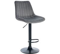 CLP Sgabello Toni Velvet | Sgabello da banco Regolabile in Altezza con Schienale | Sgabello da Bar con Struttura in Metallo, Colore:Grigio Scuro, Colore del Telaio:Nero