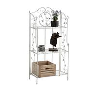 CLP Solida Étagère Reus in Ferro - Scaffale Espositore Richiudibile - Scaffale Mensola 3 Ripiani per Fiori e Piante Aromatiche - Étagère Shabby, Colore:antico bianco