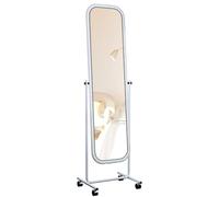 CLP Specchio A Stelo Medusa Angular I Rettangolare 166x48cm I Inclinabile E Ruotabile A 360°, Ruote Con Funzione Di Arresto, Colore:bianco