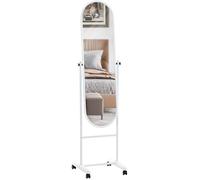 CLP Specchio A Stelo Nane Oval I Specchio A Stelo 155x40 CM I Per il Soggiorno O La Camera Da Letto I Specchio A Figura Intera Inclinabile E Ruo, Colore:bianco