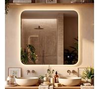 CLP Specchio Bagno LED Rettangolare, dimmer Touch, 3 tonalita Luce, antiappannamento, Specchio da Parete Senza Cornice Palmiro, Dimensione:80 cm