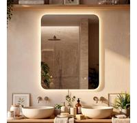 CLP Specchio Bagno LED Rettangolare, dimmer Touch, 3 tonalita Luce, antiappannamento, Specchio da Parete Senza Cornice Palmiro, Dimensione:70 cm