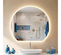 CLP Specchio Bagno LED semicircolare, dimmer Touch, 3 tonalita Luce, antiappannamento, Specchio a Parete Senza Cornice Baloni, Dimensione:Ø 60