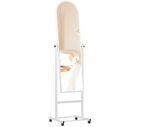 CLP Specchio A Stelo Evoir Con Rotelle I Specchio A Stelo 151x39 cm I Soggiorno E Camera Da Letto I Inclinabile, Ruotabile A 360°, Colore:bianco