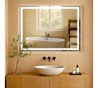 CLP Specchio da Bagno con Illuminazione Jaffrey, Specchio antiappannamento, Orientamento Orizzontale e Verticale, Specchio a Parete dimmerabile, Dimensione:60x80 cm