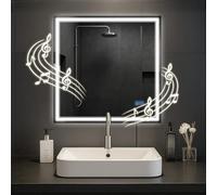 CLP Specchio da Bagno Jaffrey, Altoparlante Bluetooth, antiappannamento, Specchio da Parete con Illuminazione a LED, dimmerabile, Dimensione:80x80 cm
