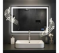 CLP Specchio da Bagno Jaffrey, Altoparlante Bluetooth, antiappannamento, Specchio da Parete con Illuminazione a LED, dimmerabile, Dimensione:50x70 cm