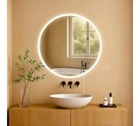 CLP Specchio da Bagno Laconia con Illuminazione, Specchio da Bagno antiappannamento, Specchio da Parete Rotondo LED dimmerabile, Dimensione:Ø 60