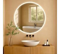 CLP Specchio da Bagno Laconia con Illuminazione, Specchio da Bagno antiappannamento, Specchio da Parete Rotondo LED dimmerabile, Dimensione:Ø 80