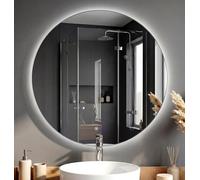 CLP Specchio da Bagno Rotondo con Illuminazione LED, dimmer Touch, 3 tonalita di Luce, antiappannamento, Specchio a Parete Senza Cornice Vendula, Dimensione:Ø 60