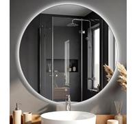 CLP Specchio da Bagno Rotondo con Illuminazione LED, dimmer Touch, 3 tonalita di Luce, antiappannamento, Specchio a Parete Senza Cornice Vendula, Dimensione:Ø 70