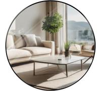 CLP Specchio da Parete Elsie I Specchio Rotondo di Varie Dimensioni I profondità della Cornice 3 cm, Ideale per Soggiorno, Camera da Letto o Bagno, Colore:Nero, Dimensione:XL