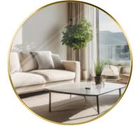 CLP Specchio da Parete Elsie I Specchio Rotondo di Varie Dimensioni I profondità della Cornice 3 cm, Ideale per Soggiorno, Camera da Letto o Bagno, Colore:Oro Brillare, Dimensione:L