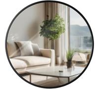 CLP Specchio da Parete Elsie I Specchio Rotondo di Varie Dimensioni I profondità della Cornice 3 cm, Ideale per Soggiorno, Camera da Letto o Bagno, Colore:Nero, Dimensione:M