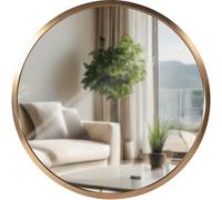 CLP Specchio da Parete Elsie I Specchio Rotondo di Varie Dimensioni I profondità della Cornice 3 cm, Ideale per Soggiorno, Camera da Letto o Bagno, Colore:Oro Opaco, Dimensione:S