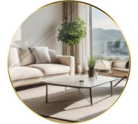 CLP Specchio da Parete Elsie I Specchio Rotondo di Varie Dimensioni I profondità della Cornice 3 cm, Ideale per Soggiorno, Camera da Letto o Bagno, Colore:Oro Brillare, Dimensione:XL