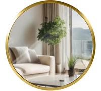 CLP Specchio da Parete Elsie I Specchio Rotondo di Varie Dimensioni I profondità della Cornice 3 cm, Ideale per Soggiorno, Camera da Letto o Bagno, Colore:Oro Brillare, Dimensione:S