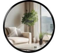 CLP Specchio da Parete Elsie I Specchio Rotondo di Varie Dimensioni I profondità della Cornice 3 cm, Ideale per Soggiorno, Camera da Letto o Bagno, Colore:Nero, Dimensione:S