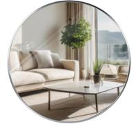 CLP Specchio da Parete Elsie I Specchio Rotondo di Varie Dimensioni I profondità della Cornice 3 cm, Ideale per Soggiorno, Camera da Letto o Bagno, Colore:Argento, Dimensione:L