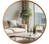 CLP Specchio da Parete Elsie I Specchio Rotondo di Varie Dimensioni I profondità della Cornice 3 cm, Ideale per Soggiorno, Camera da Letto o Bagno, Colore:Oro Opaco, Dimensione:M