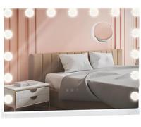 CLP Specchio Trucco con Luci A LED Marlene I Specchiera Luminosa Bagno per Make Up Forma Rettangolare con USB, Colore:Bianco