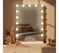 CLP Specchio per il trucco Murrieta | Specchio cosmetico con porta USB | Illuminazione LED dimmerabile | Specchio Hollywood con 3 modalità, Colore:bianco