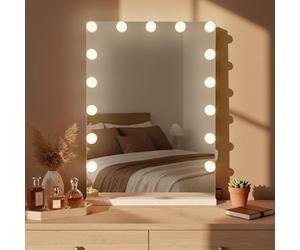 CLP Specchio per il trucco Murrieta | Specchio cosmetico con porta USB | Illuminazione LED dimmerabile | Specchio Hollywood con 3 modalità - Colore: bianco
