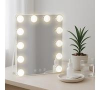 CLP Specchio Trucco Balian con Luce, Specchio cosmetico LED 3 tonalita, Cavo e vano batterie, Specchio Hollywood Compatto, Colore:Bianco