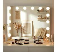 CLP Specchio Trucco Valencia con Luce dimmerabile, Specchio Hollywood con USB-A, da Parete o da appoggio, Colore:Bianco