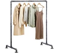 CLP Stand Appendiabiti Jersey in Metallo Stabile, Autoportante, Regolabile in Larghezza, Design Industriale, Colore:Argento, Dimensione:120 cm