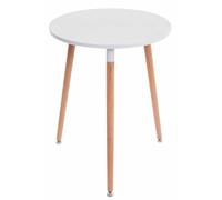CLP Tavolino Da Cucina Scandinavo Amalie In Legno I Tavolino Tondo Cucina Sala Da Pranzo Ø 60 CM, Colore:bianco, Colore del telaio:natura