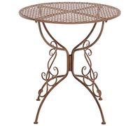 CLP Tavolino in Ferro da Giardino Amanda I Tavolo Rotondo da Balcone Stile Liberty I Tavolino da caffè per Bistrot Ø 70 CM, Colore:Antico Marrone