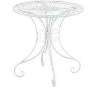 CLP Tavolino in Ferro Giardino Hari I Tavolino Tondo Outdoor Stile Rustico I Tavolino Salotto Design, Colore:Bianco