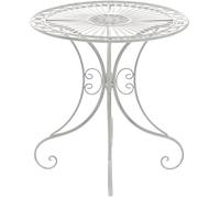 CLP Tavolino in Ferro Giardino Hari I Tavolino Tondo Outdoor Stile Rustico I Tavolino Salotto Design, Colore:Antico Bianco