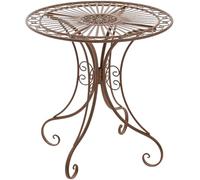 CLP Tavolino in Ferro Giardino Hari I Tavolino Tondo Outdoor Stile Rustico I Tavolino Salotto Design, Colore:Antico Marrone