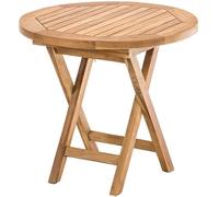 CLP Tavolino Pieghevole Moon, Tavolo da Giardino in Legno di Teak, Rotondo e Resistente alle intemperie, Pieghevole, salvaspazio per Balcone, Colore:Marrone