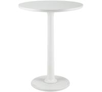 CLP Tavolino rotondo Farragut, tavolo in legno massiccio di Mindi, tavolino artigianale per soggiorno e sala da pranzo, Colore:antico bianco