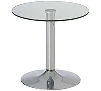 CLP Tavolino Tondo In Vetro Di Sicurezza Ikarus I Tavolino Da Appoggio Con Telaio In Metallo Cromato Ø 50 CM I Altezza 48 CM, Colore:vetro trasparente